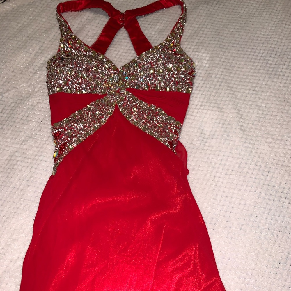 2 piece Red diamond sparkly prom dress